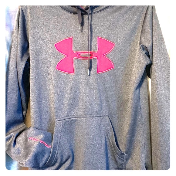 💗 Gray and Pink UNDER ARMOUR hoodie 💗 - Picture 1 of 1